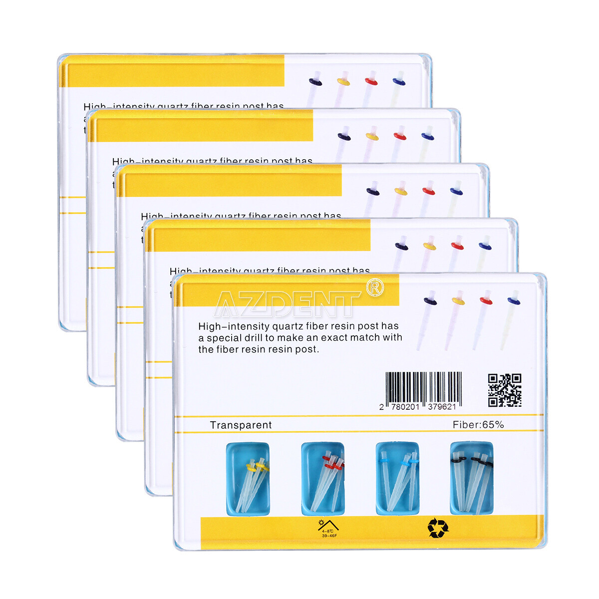 5 X Dental Endo Fiber Post Resin High-intensity Screw Thread Glass + 4*Drills