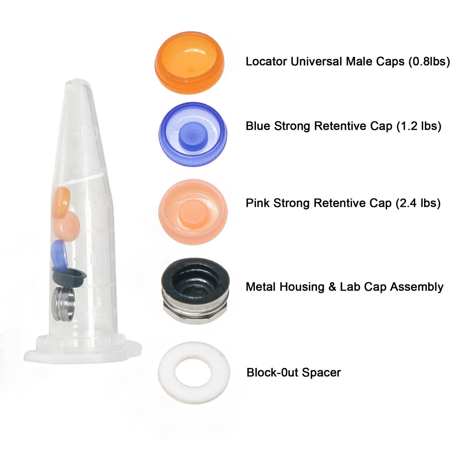 US Locator Retention Cap Overdenture Inserts Blue 1.2lbs 4/8Pcs