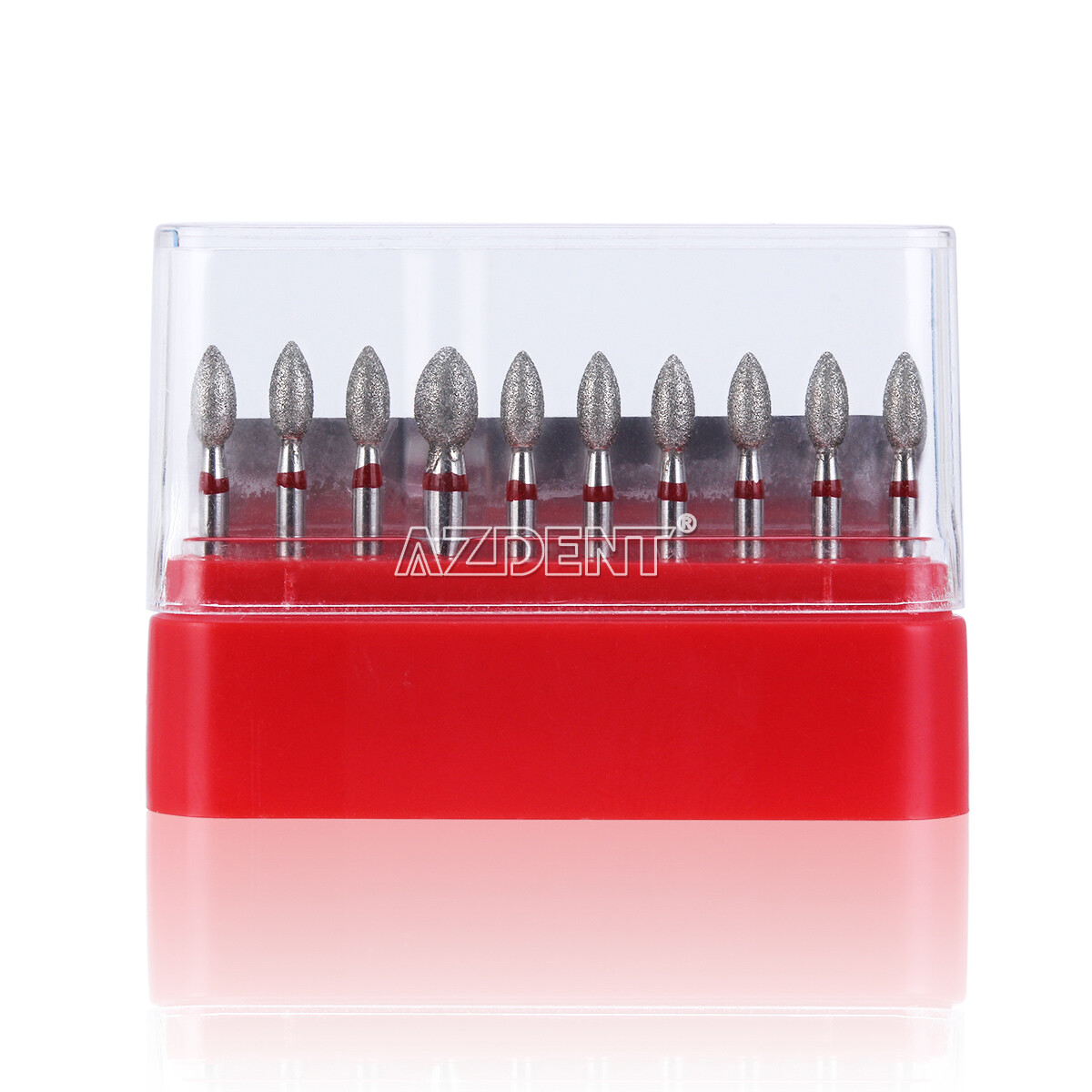 10 Boxes AZDENT Dental Diamond Burs Football #368-023F Fine Red