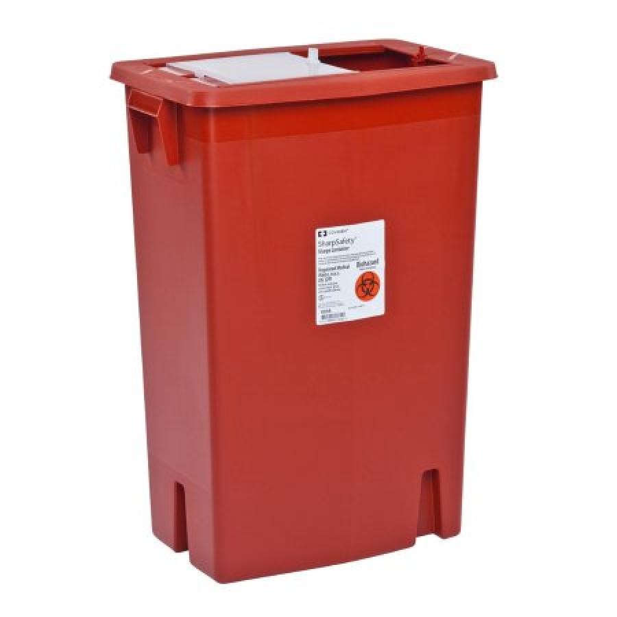 SharpSafety Sharps Container Red 26x18x12″ 18 Gal Top Entry Slide/Lock Lid, 1 Ct