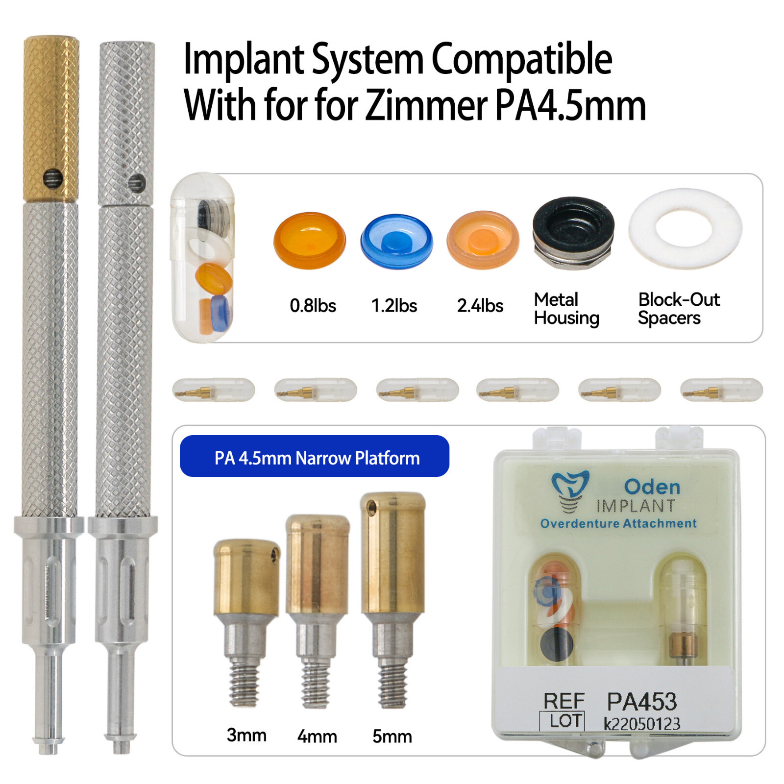 Implant Removable Locat0r Abutment Diameter PA4.5mm For Zimmer AH=3/4/5mm Dental