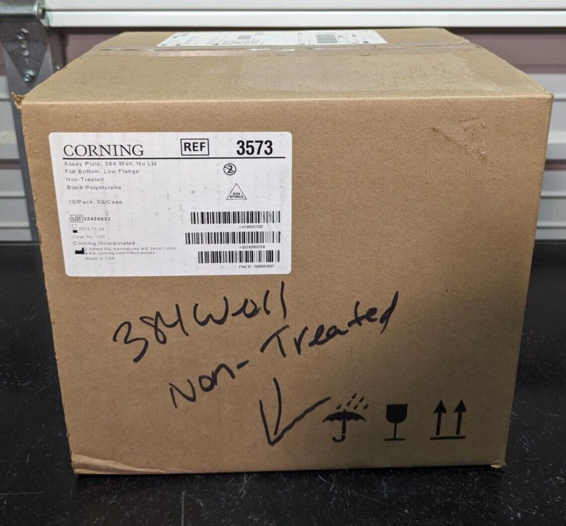 Corning 3573 384 Well Black Flat Bottom Polystyrene Assay Plate / Case Of 50