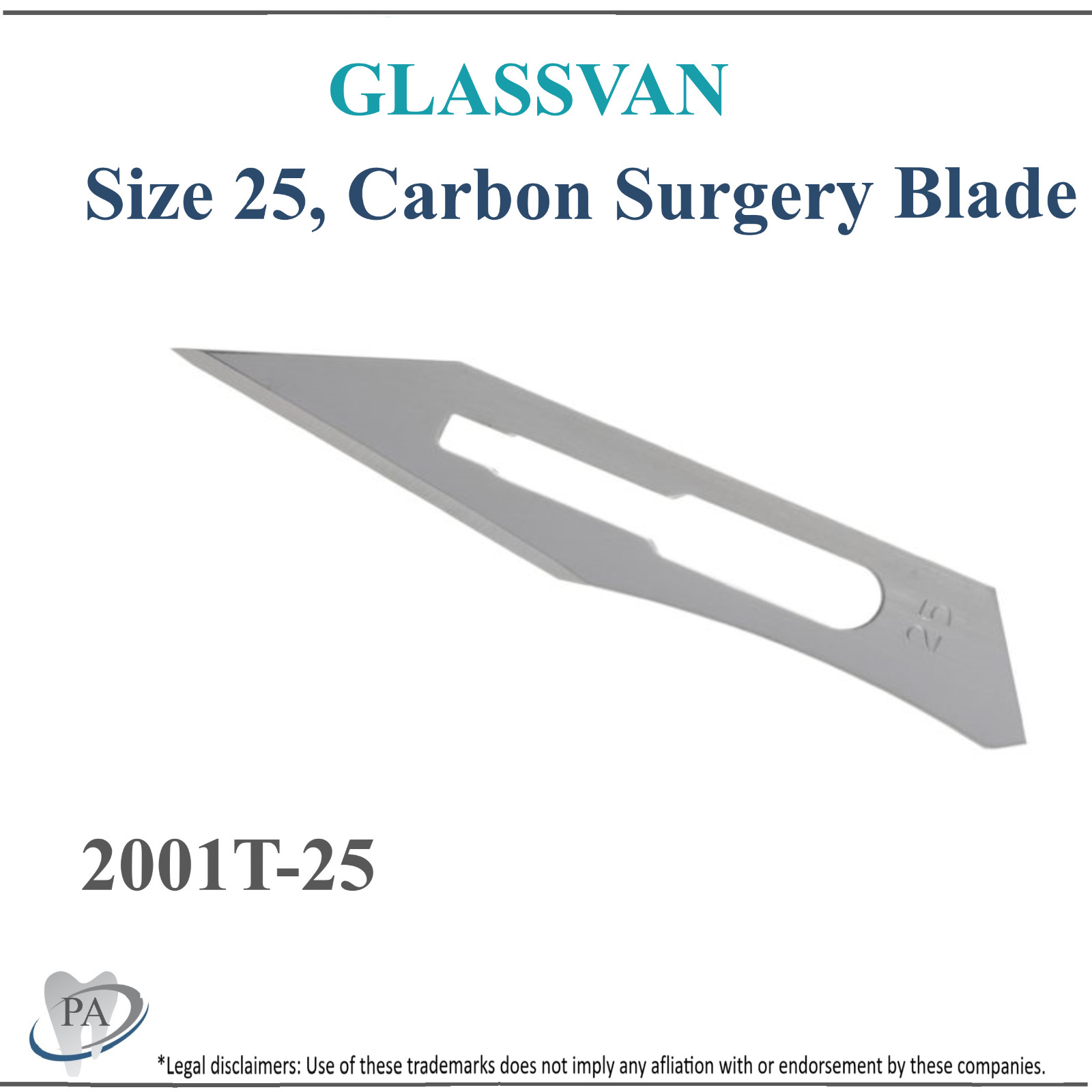 Myco GlassVan Carbon Steel Surgery Blade Surgery #25, Sterile 10/100/Bx 2001T-25