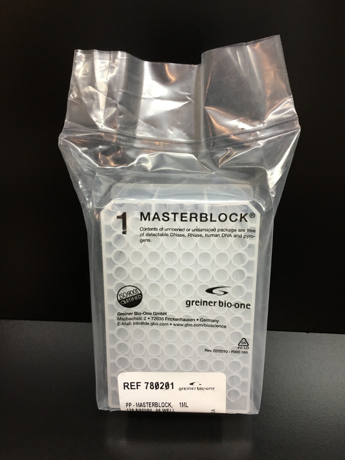 Greiner Bio One REF 780201 Masterblock 96 Well 1mL PP U Bottom