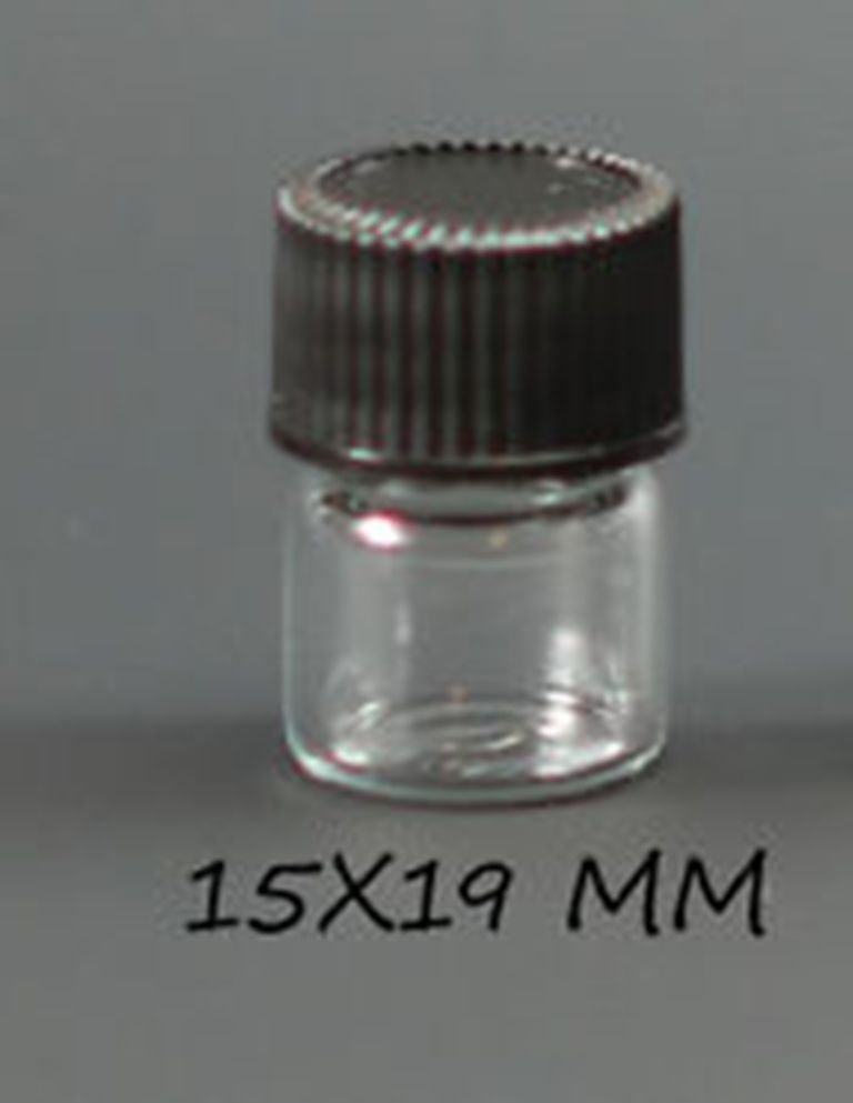 144 Pcs Clear 1/4 Dram Glass Vials [15mm X 19 mm] W/Caps