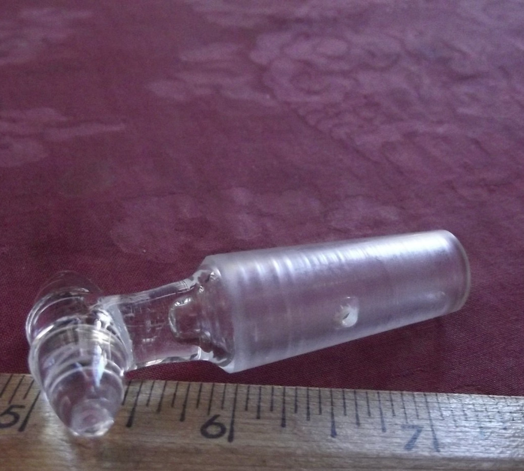 Pyrex Glass hollow single side vent 2mm bore standard taper 17/40 Stopcock Plug