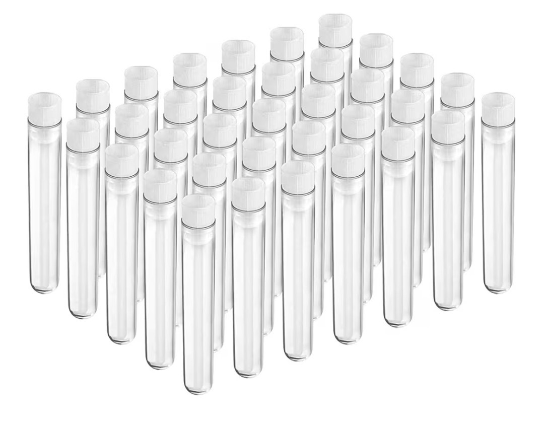 300 Pcs Test Tubes 8 ml Clear Plastic Test Tubes with Caps 8ML Small 3.94″ Seal
