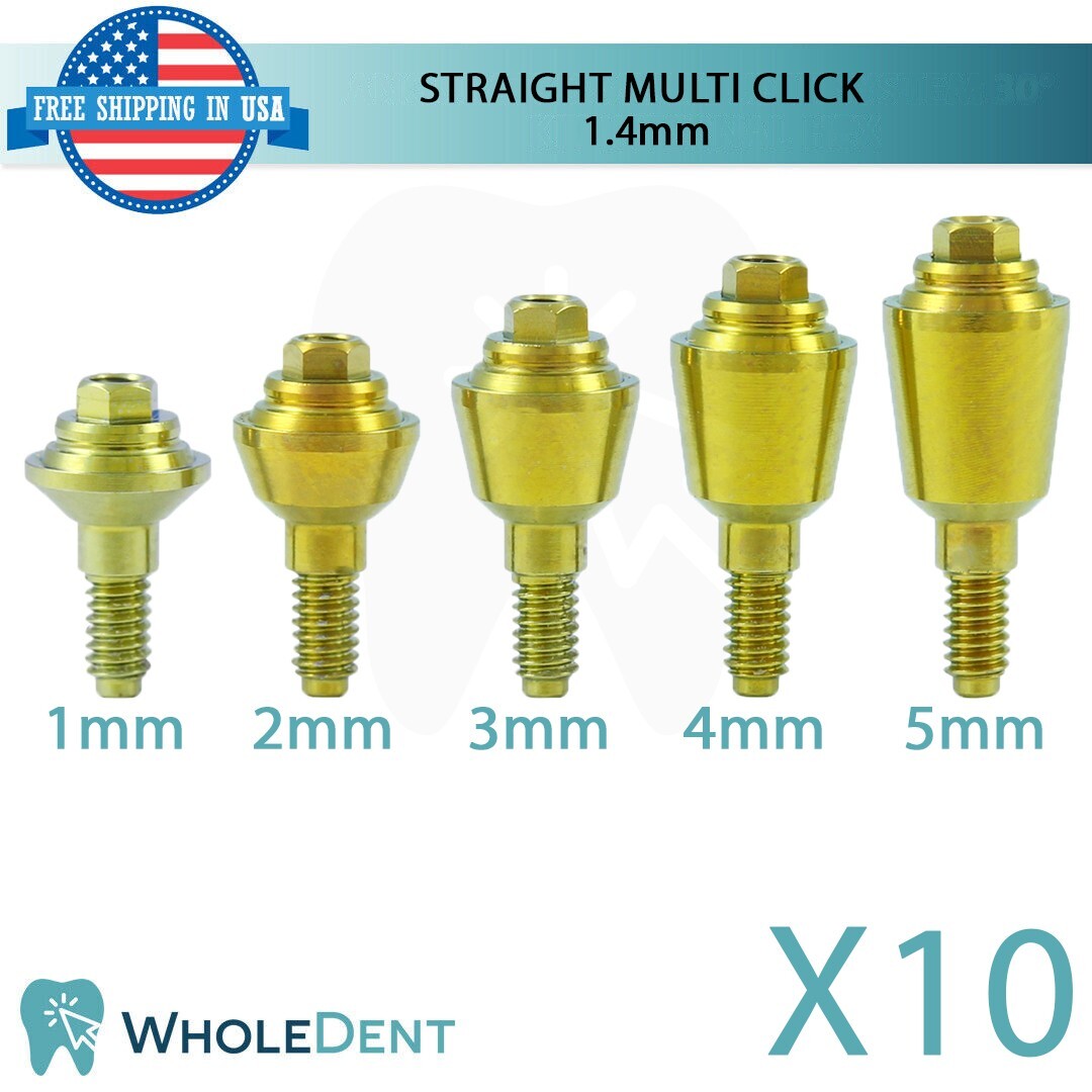 10X Straight Multi Unit 1.4mm Abutment Attachment Internal Hex 2.42mm Dental