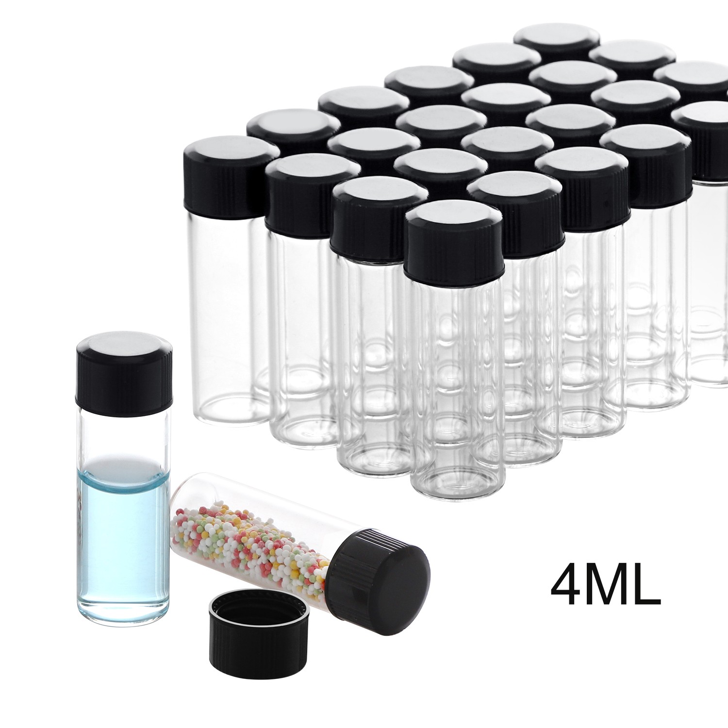 500x 4/10/30ml Glass Vials Amber/Clear Vials with Caps Small Lab Vials Sample