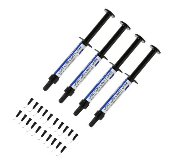 Master-Dent Dentonics Light Cure Cavity Liner Kit, 4 x 1.5g Syringe w/ Tips