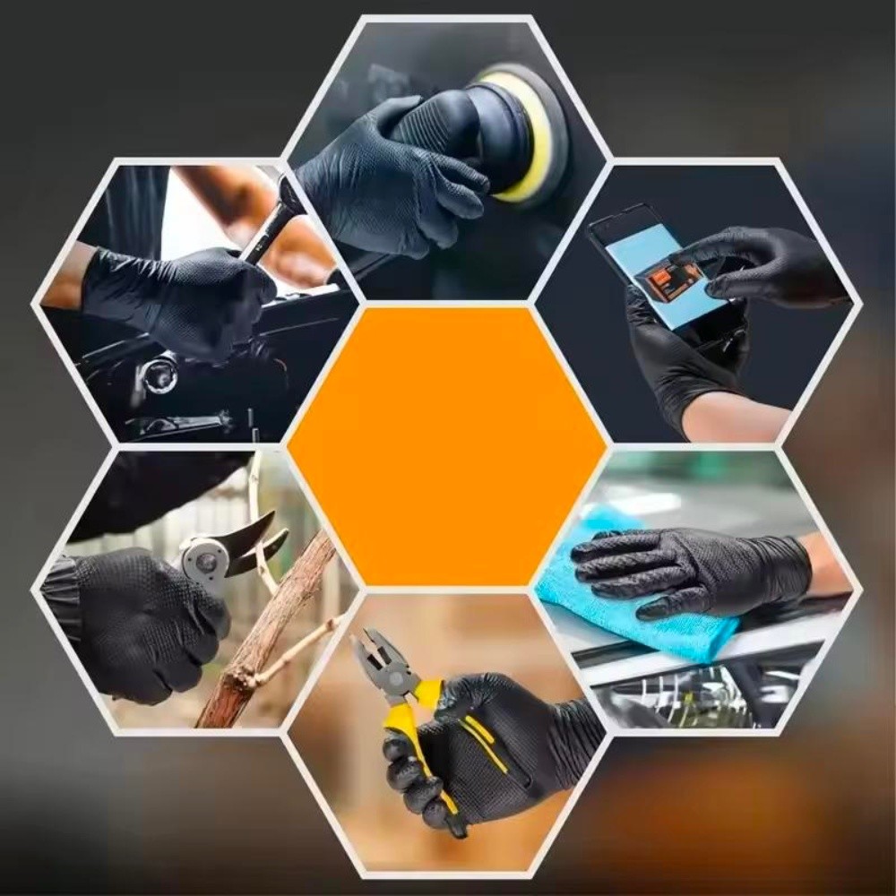 L&XL First Glove Grip Nitrile Disposable Gloves 8 Mil Raised Diamond Texture US
