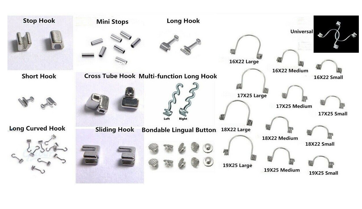 Dental Orthodontic Lingual Buttons Torque Spring Long Short Stop Crimpable Hook