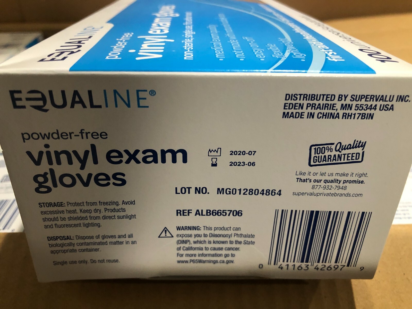 (2000 CASE) Equaline Vinyl Exam Gloves Powder-free One Size Fits All FREE SHIP