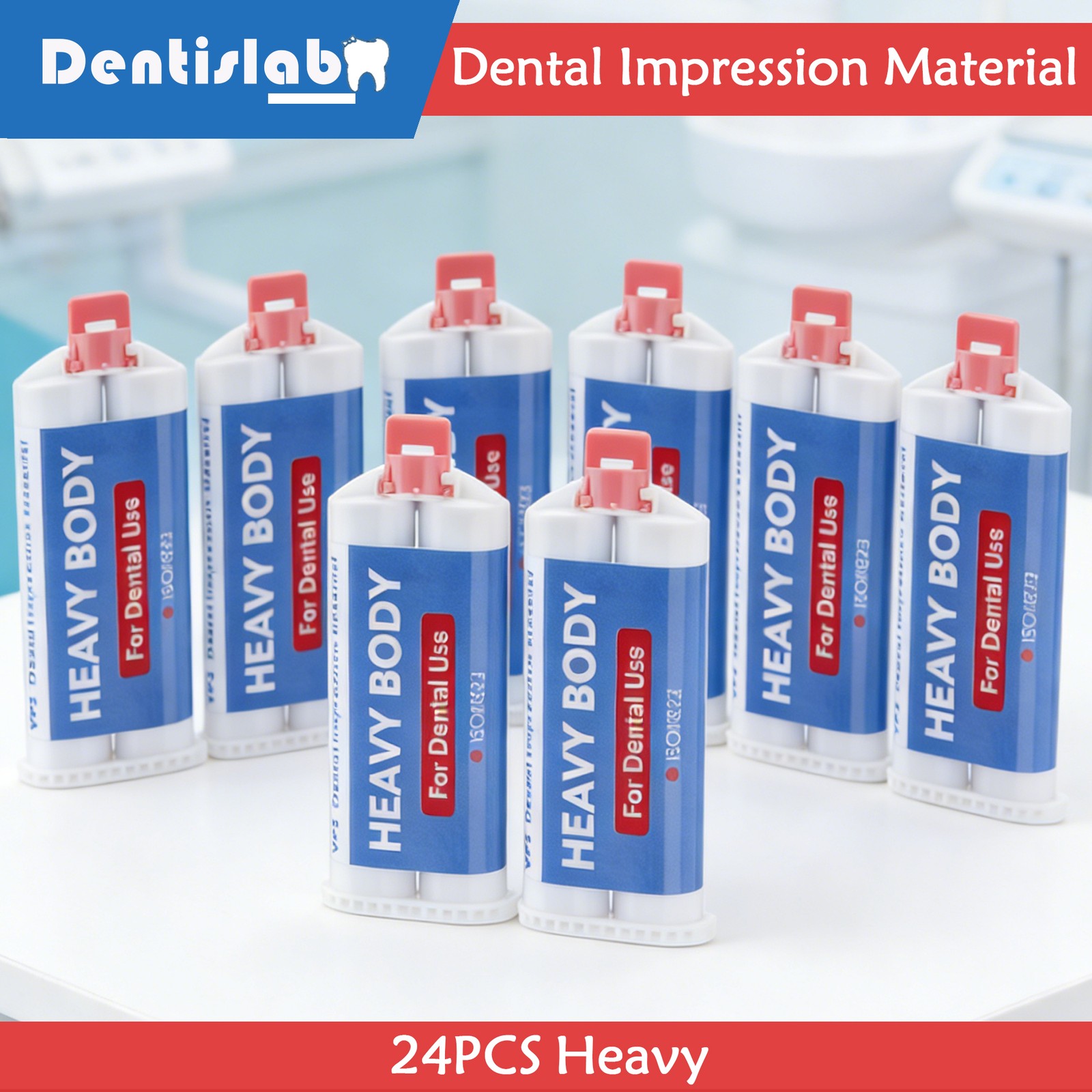 24PCS Dental Impression Material VPS Heavy Body Fast Putty Set 50 ml Cartridges