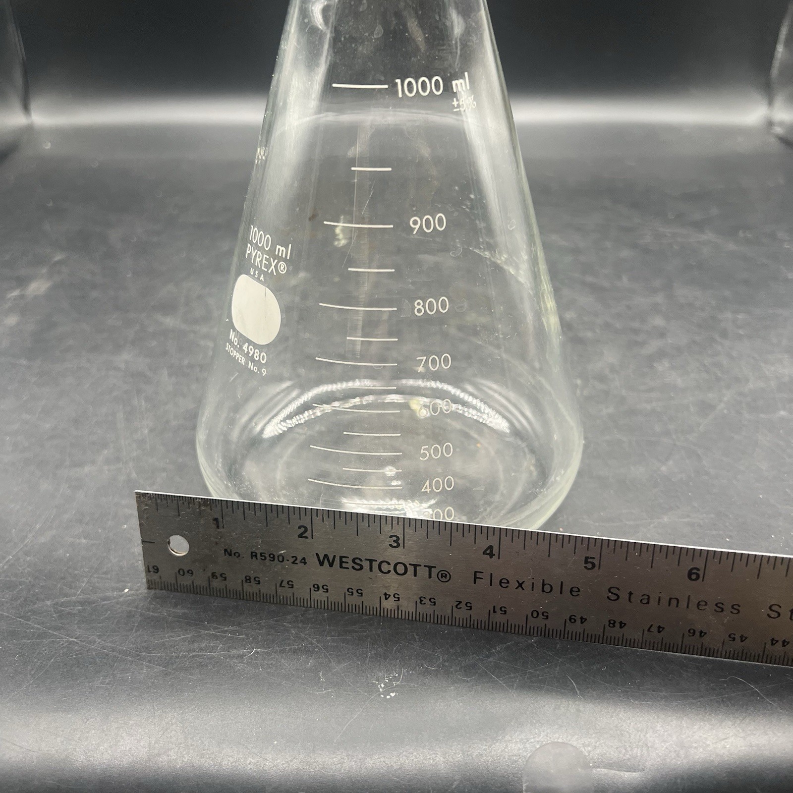 Erlenmeyer Flask 1000ml Pyrex & Pear Separatory Funnel 100ml Set Vintage