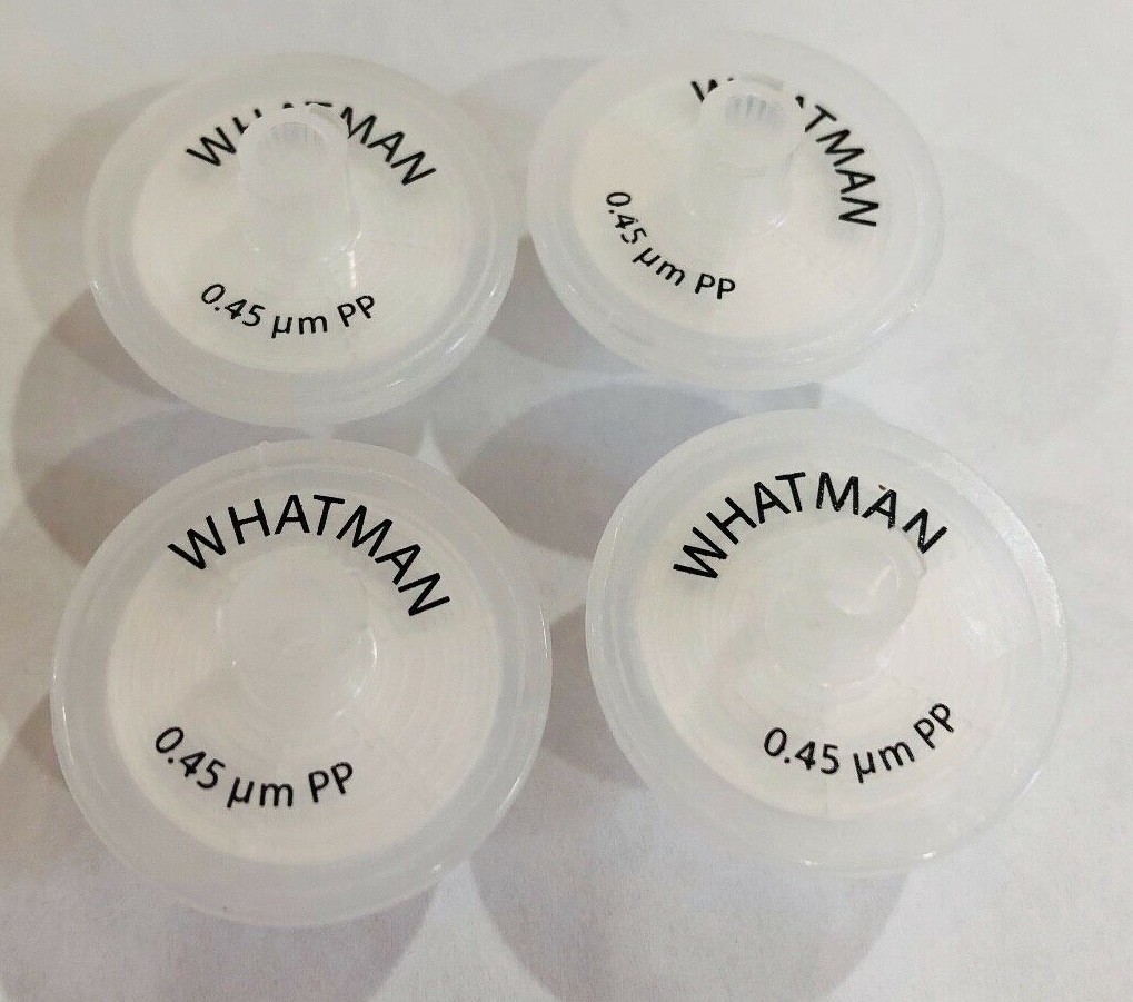 (4) Whatman Syringe Filter Polypropylene Puradisc .45um Pore Size 25mm Diameter