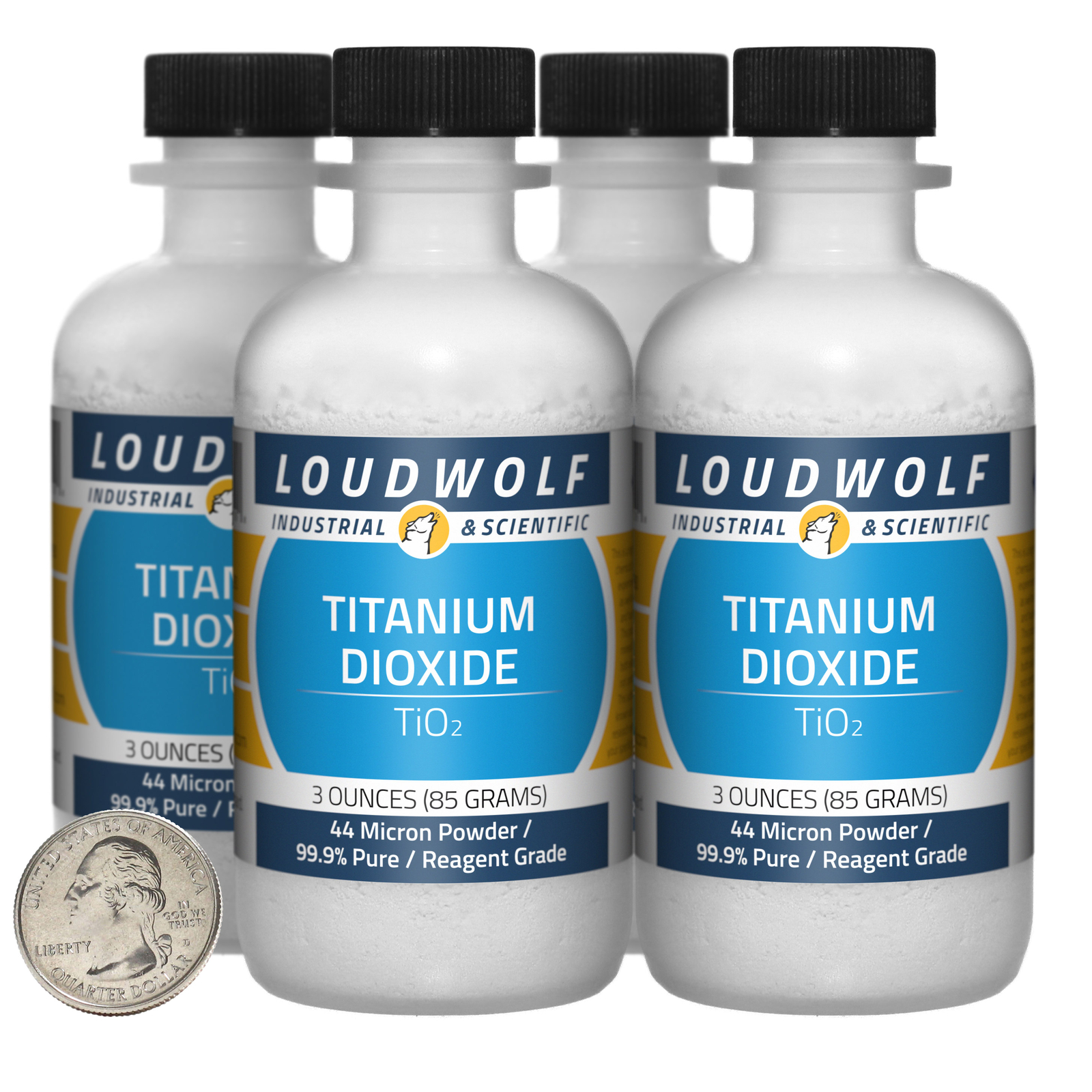 Titanium Dioxide / 12 Oz / 4 Bottles / 99.9% Reagent Grade / 44 Micron Powder