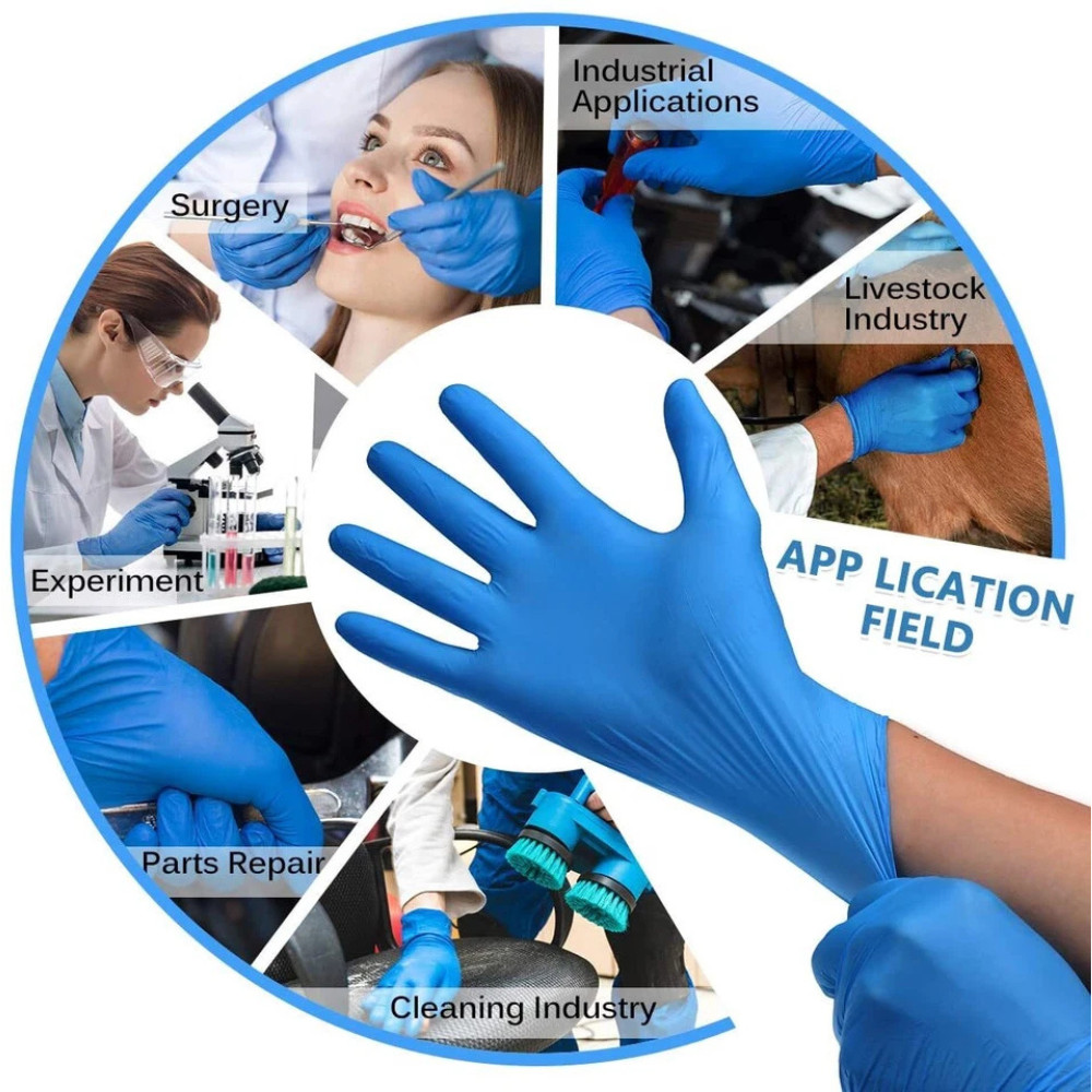Advance Blue Nitrile Exam Gloves IF 40, 4 Mil Disposable Gloves 100pc S/M/L/XL