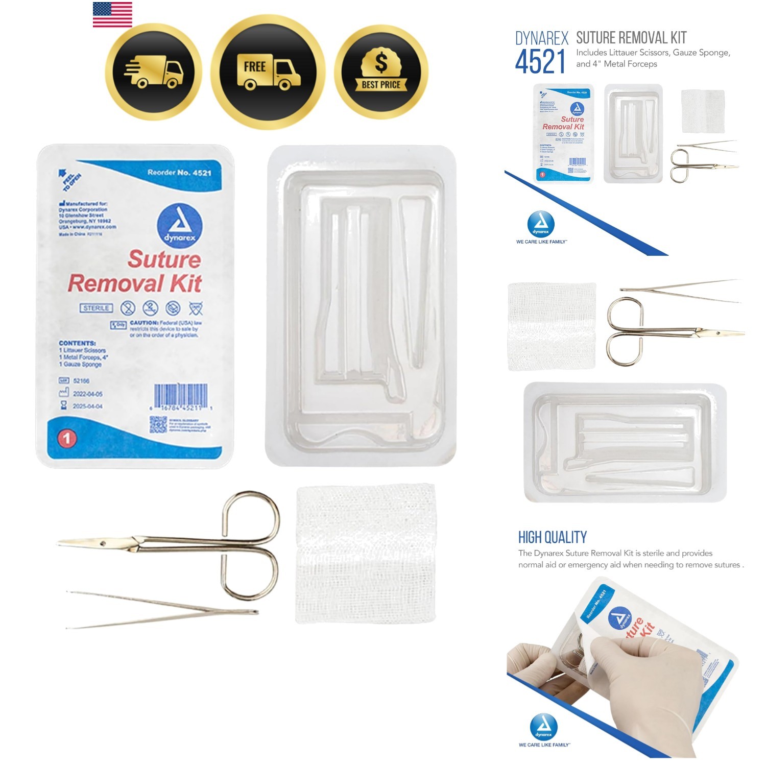 Suture Removal Kits, Sterile, Acts as a Staple and Suture Extractor for a Nea…
