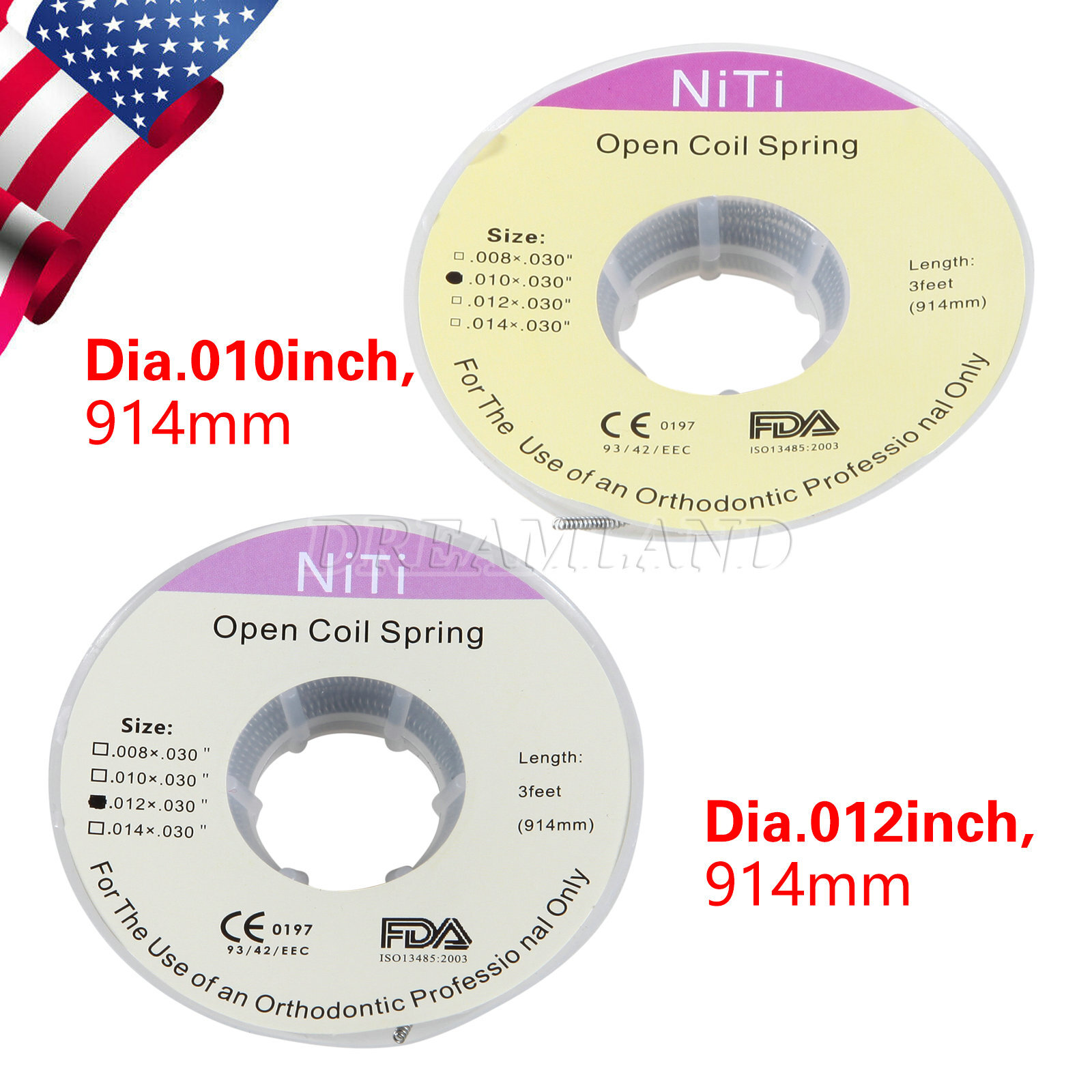 914 mm Dental Orthodontic Niti Open Coil Spring 3 Feet Dia.010/012 Inch