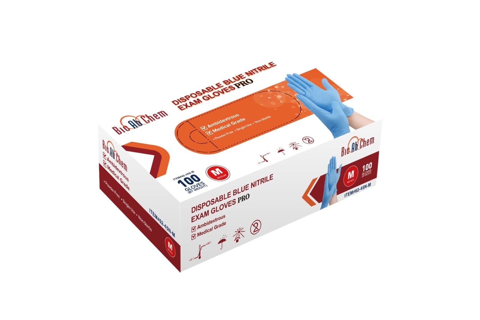 Nitrile Pro Medium Exam Gloves 4.5mil, Ambidextrous, Medical Grade-1000pcs