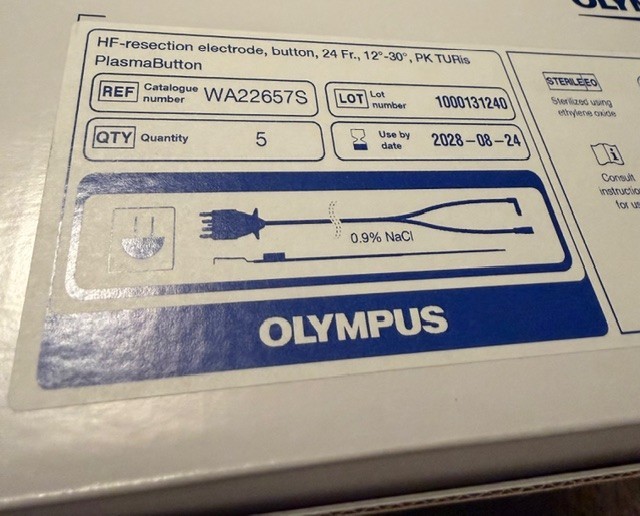 BOX/5 UNITS OLYMPUS WA22657S PLASMABUTTON HF RESECTION ELECTRODE, BUTTON 8/2028