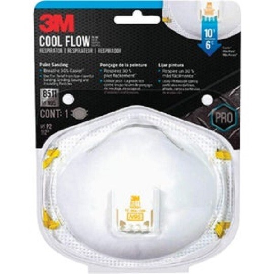 (6)-3M NIOSH 42 CFR 84 N95 Cool Flow Valve Respirator Paint Prep 8511PA1-A-PS