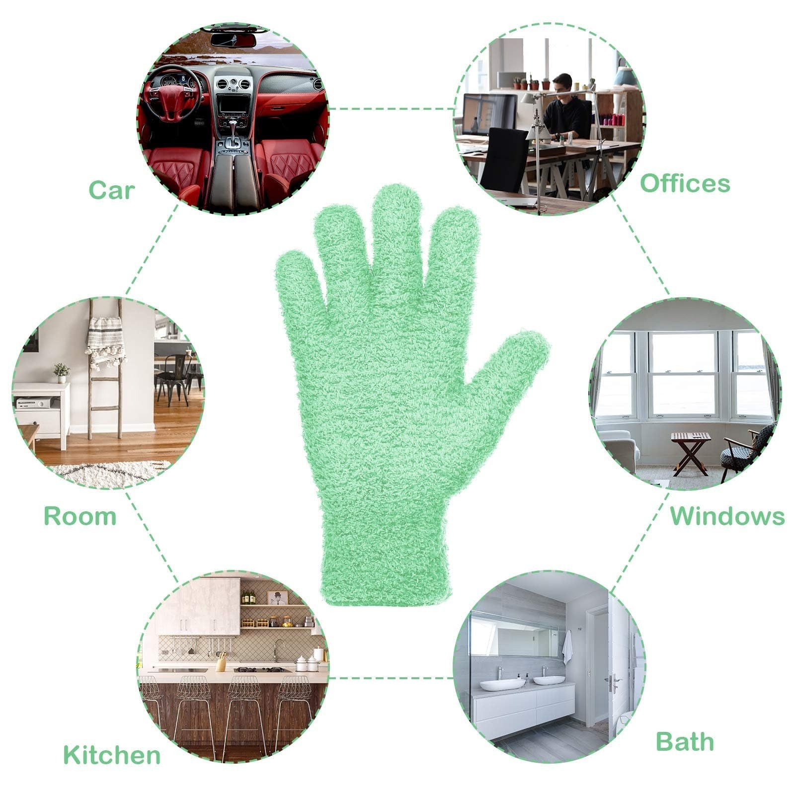 Microfiber Dusting Cleaning Gloves for House, Plants, Cars, Blinds, Windows