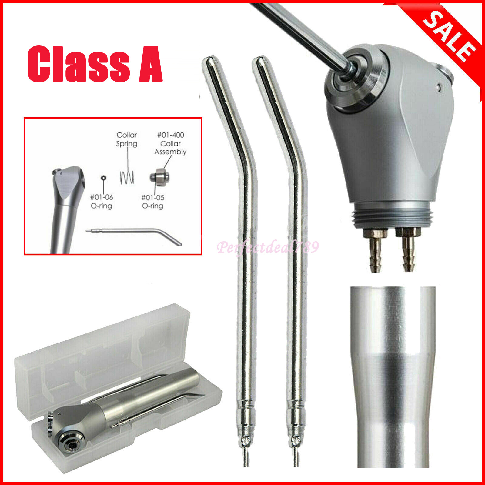 Dental 3 Way Air Water Spray Triple Syringe Handpiece w/ 2 Nozzles Tips Tubes A*