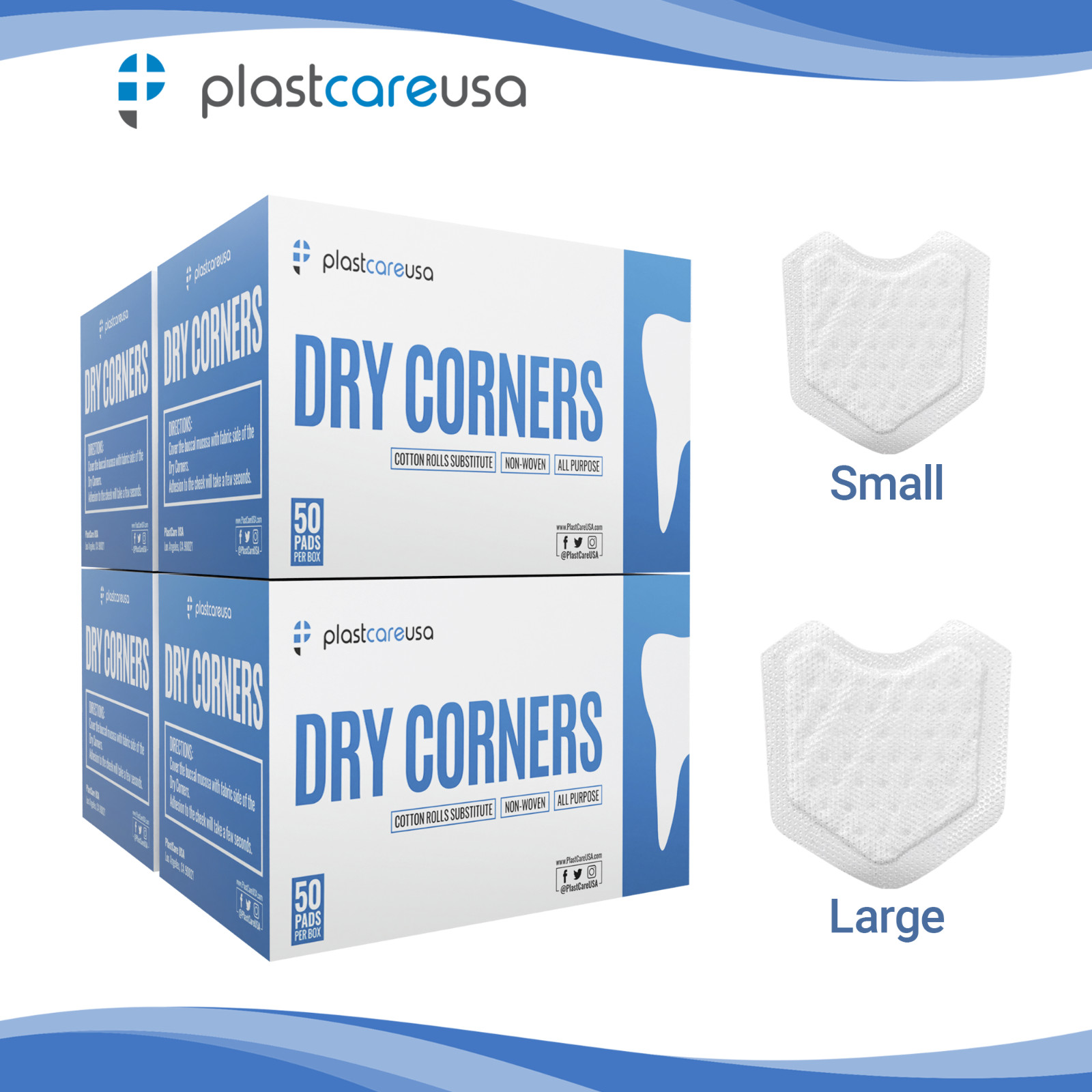 100 Large Dry Corners Angles, Soft Dental Pads Absorbent Saliva Moisture Control