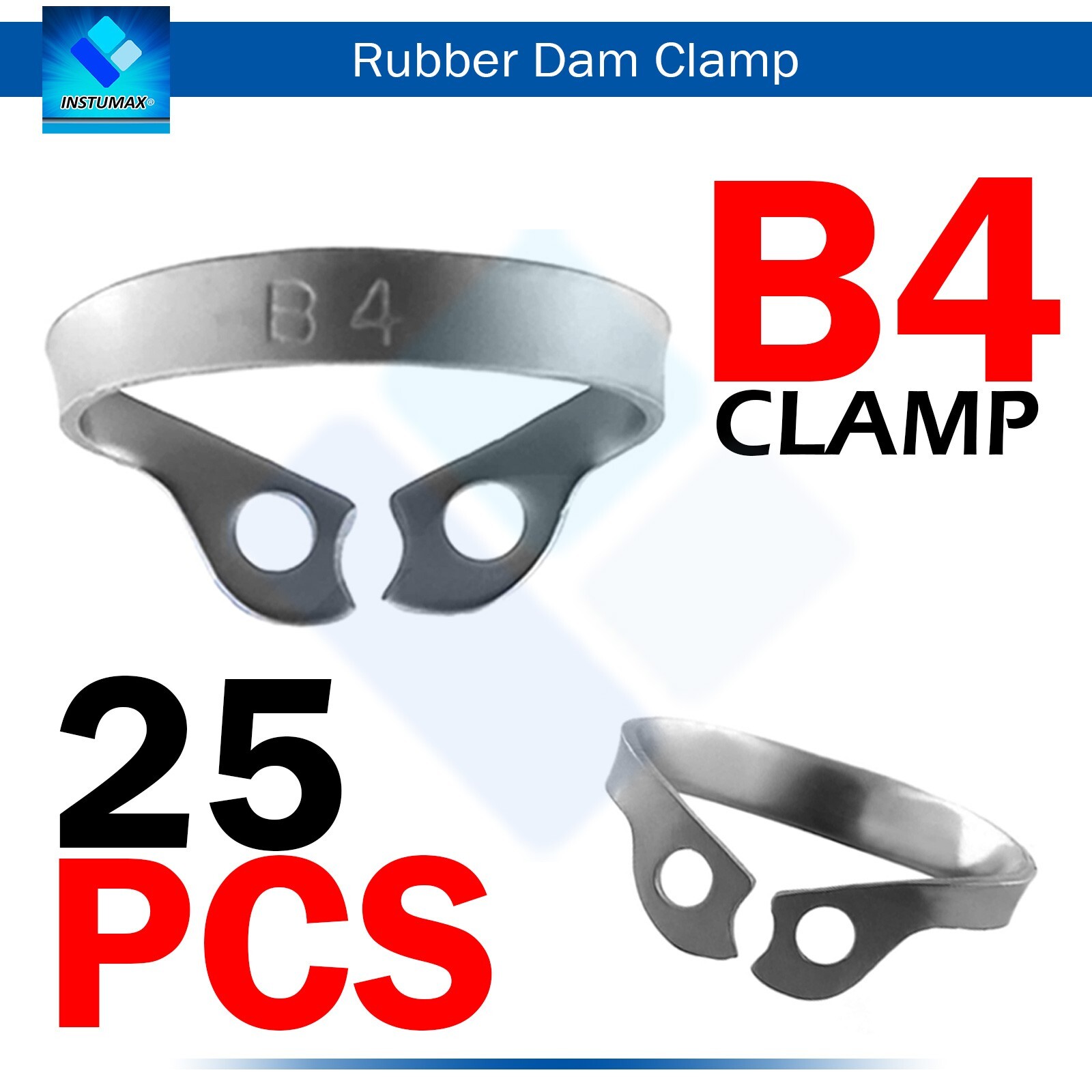 INSTUMAX® Dental Rubber Dam Clamps #B4 – 25Pcs Brinker Endodontic Clamp Pack |