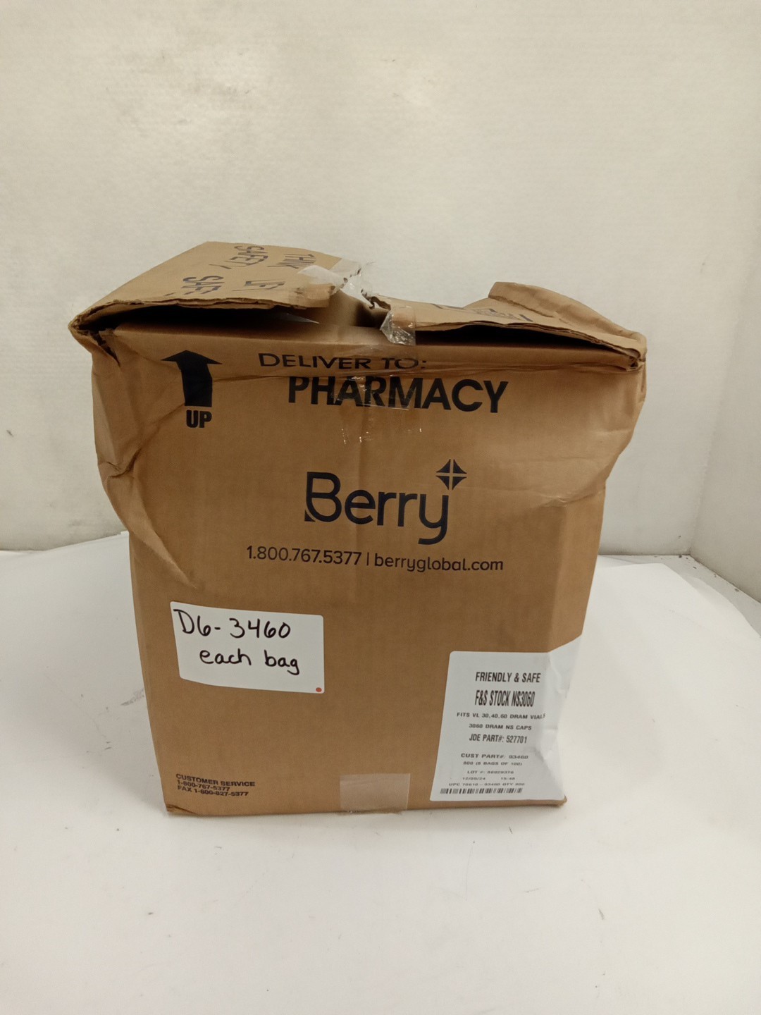 Berry NS-3460 Friendly & Safe Caps Not Child-Resistent 30,40,60 Dram White 100pk