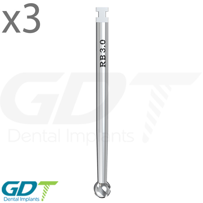 3 Round Burrs Drills Ø3.0mm Dental Im plant Israel Made Sur gical Tool GDT Brand