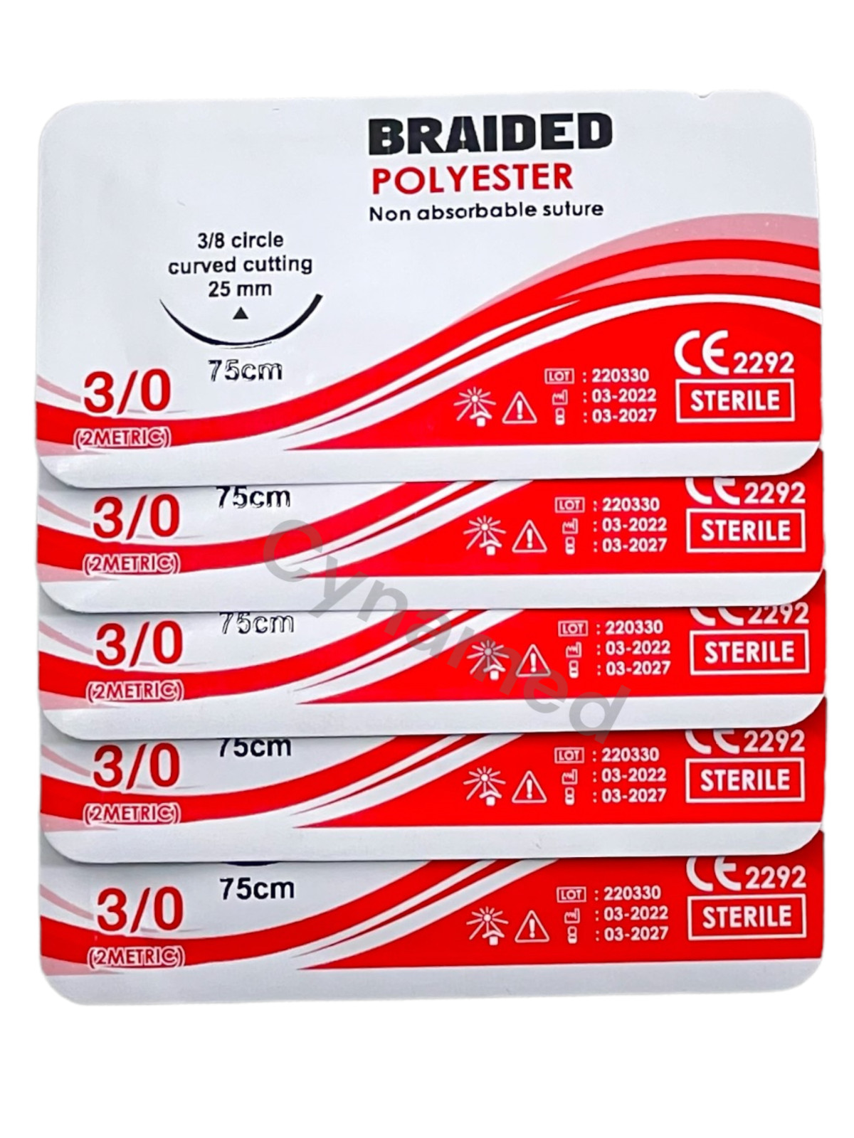 3/0 Polyester Training Suture Threads Emergency First Aid Kit Tools 12 PACK