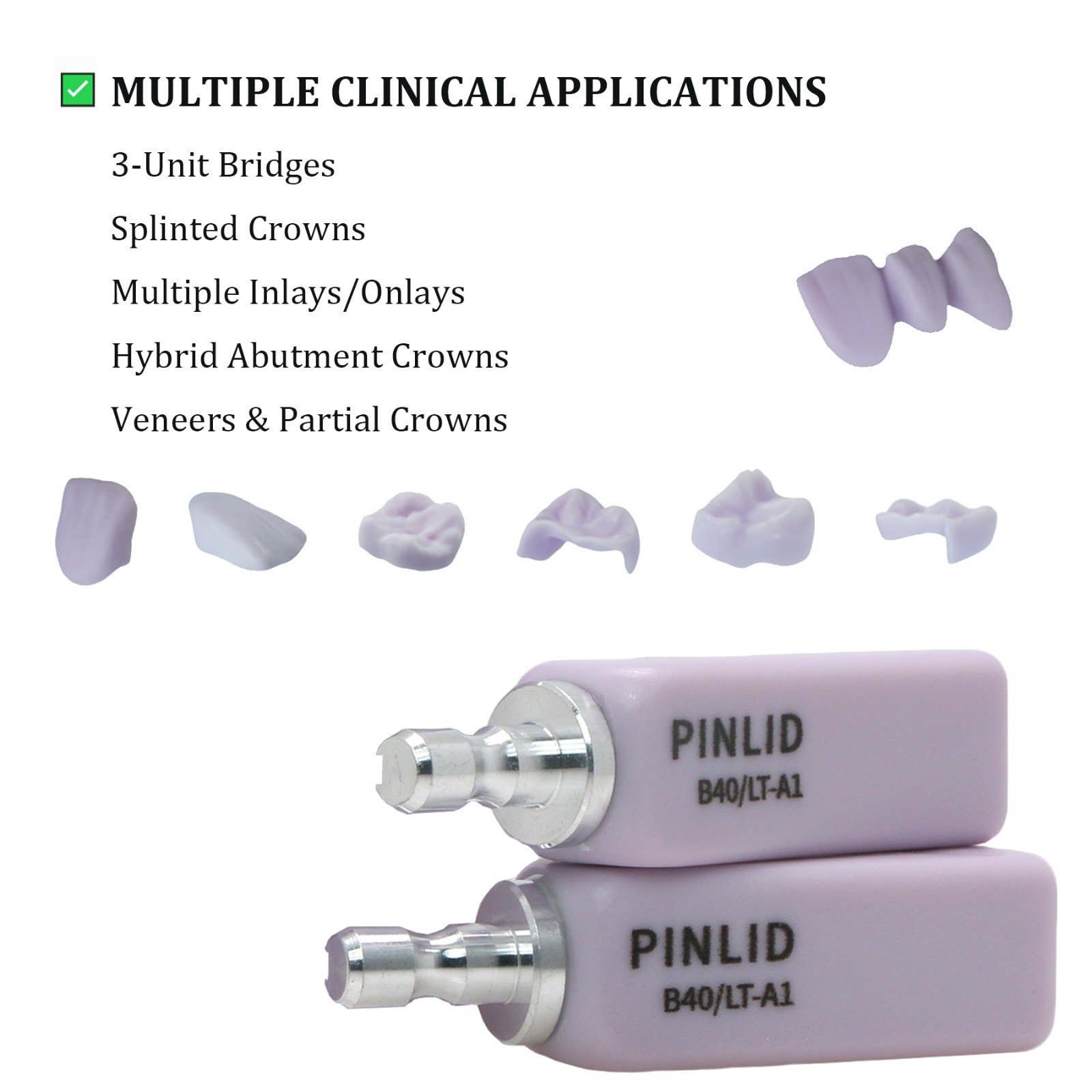 B40 Size Lithium Disilicate Ceramic Block for CAD/CAM Multi-unit Dental Bridge