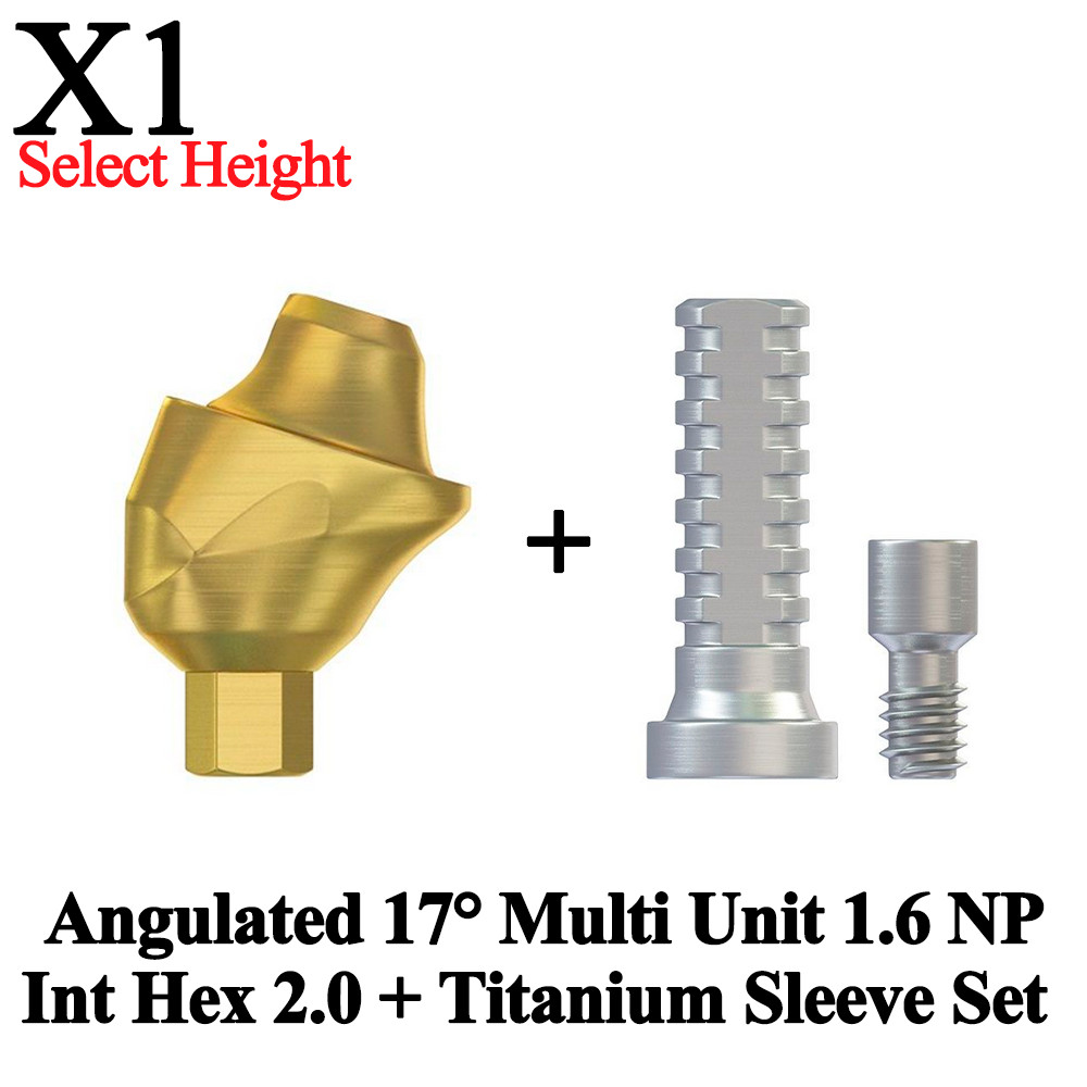1x Set Angulated 17° Multi Unit 1.6 NP Int Hex 2.0 + Titanium Sleeve Dental