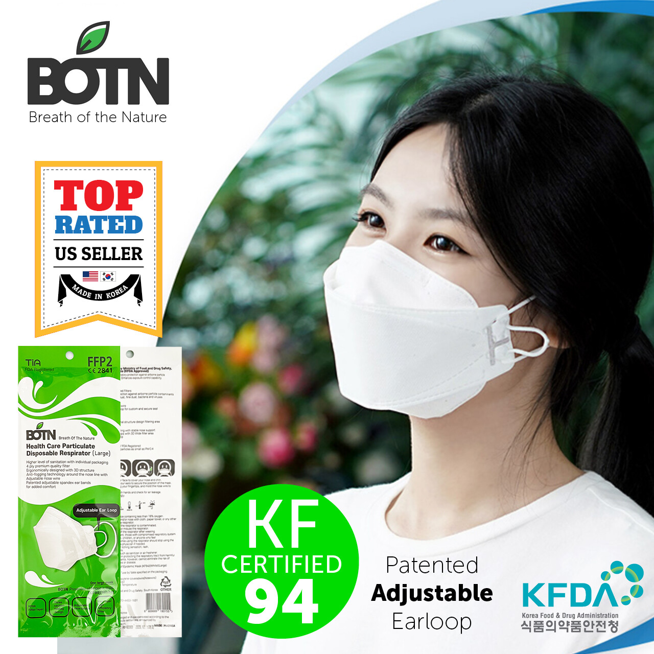 5 PACK KF94 WHITE Protective Face Mask Adult Made in Korea KFDA Certified BOTN