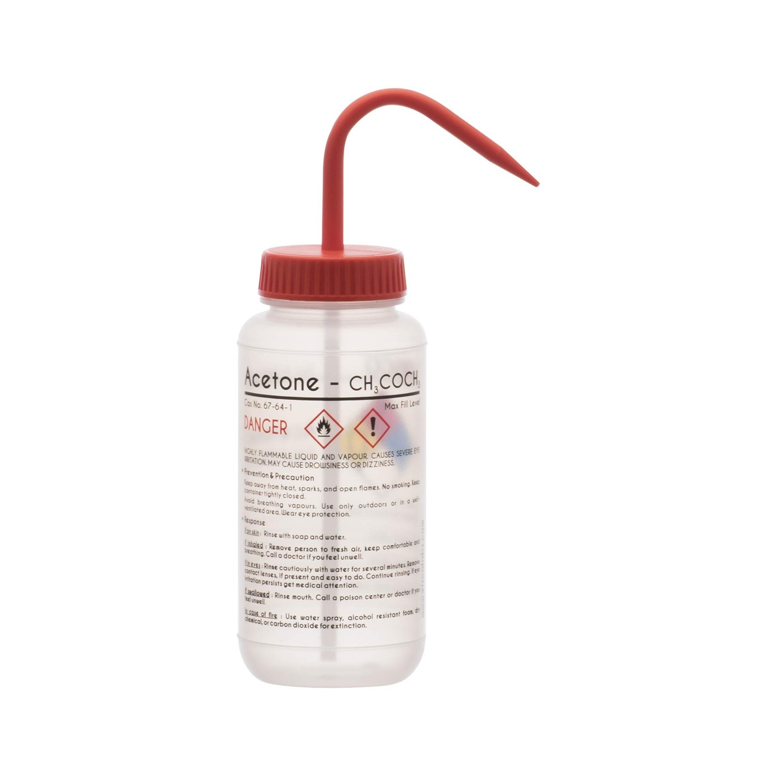 EISCO – 1 Pack Wash Bottle for Acetone, 500ml – Labeled with Color Coded Chem…