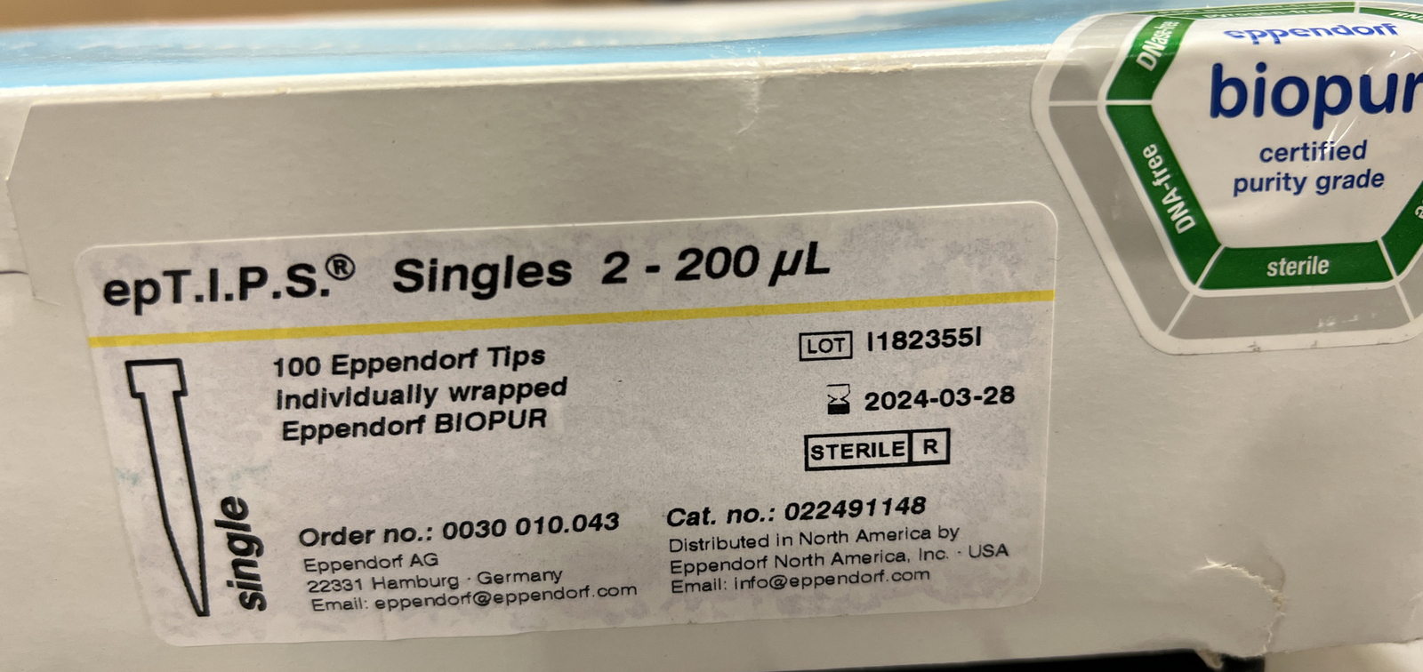 eppendorf eptips singles 2-200uL tips 100pcs #022491148