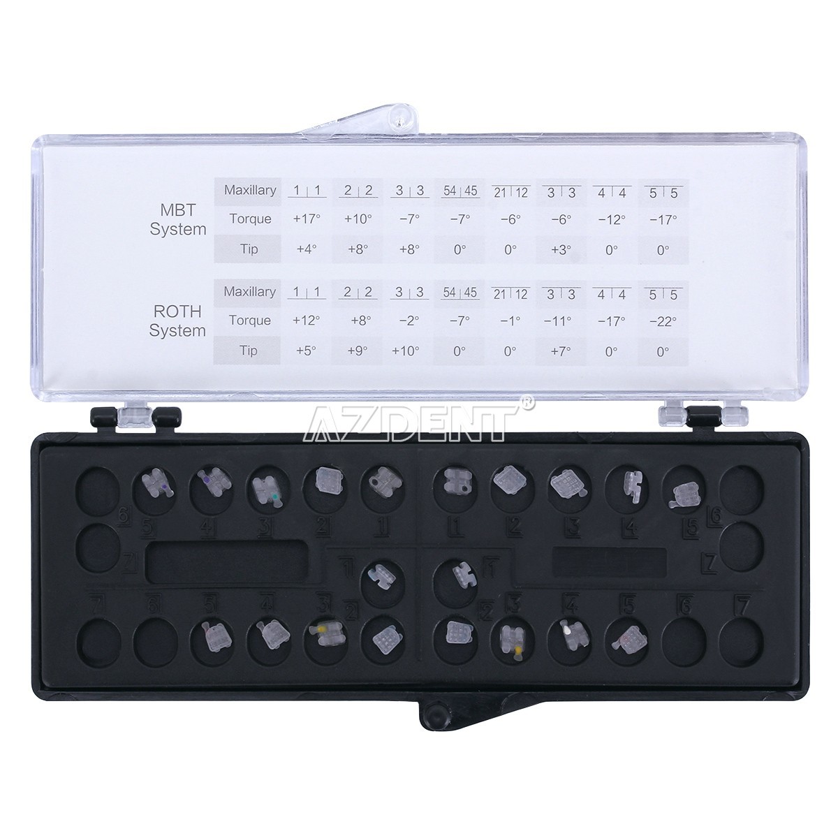 AZDENT Dental Orthodontic Ceramic Brackets Braces Roth Slot.018 3-4-5 Hooks