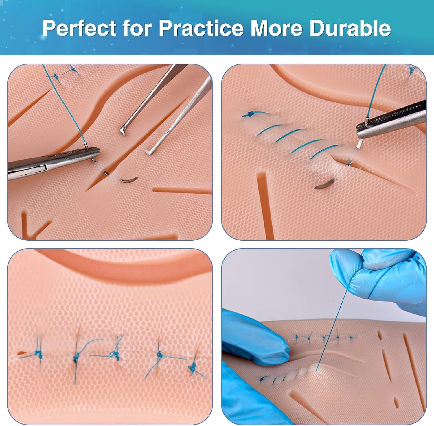 Suture Kit for Medical Students, Suture Stitching Kit with 19 Pre-Cut Wounds,…