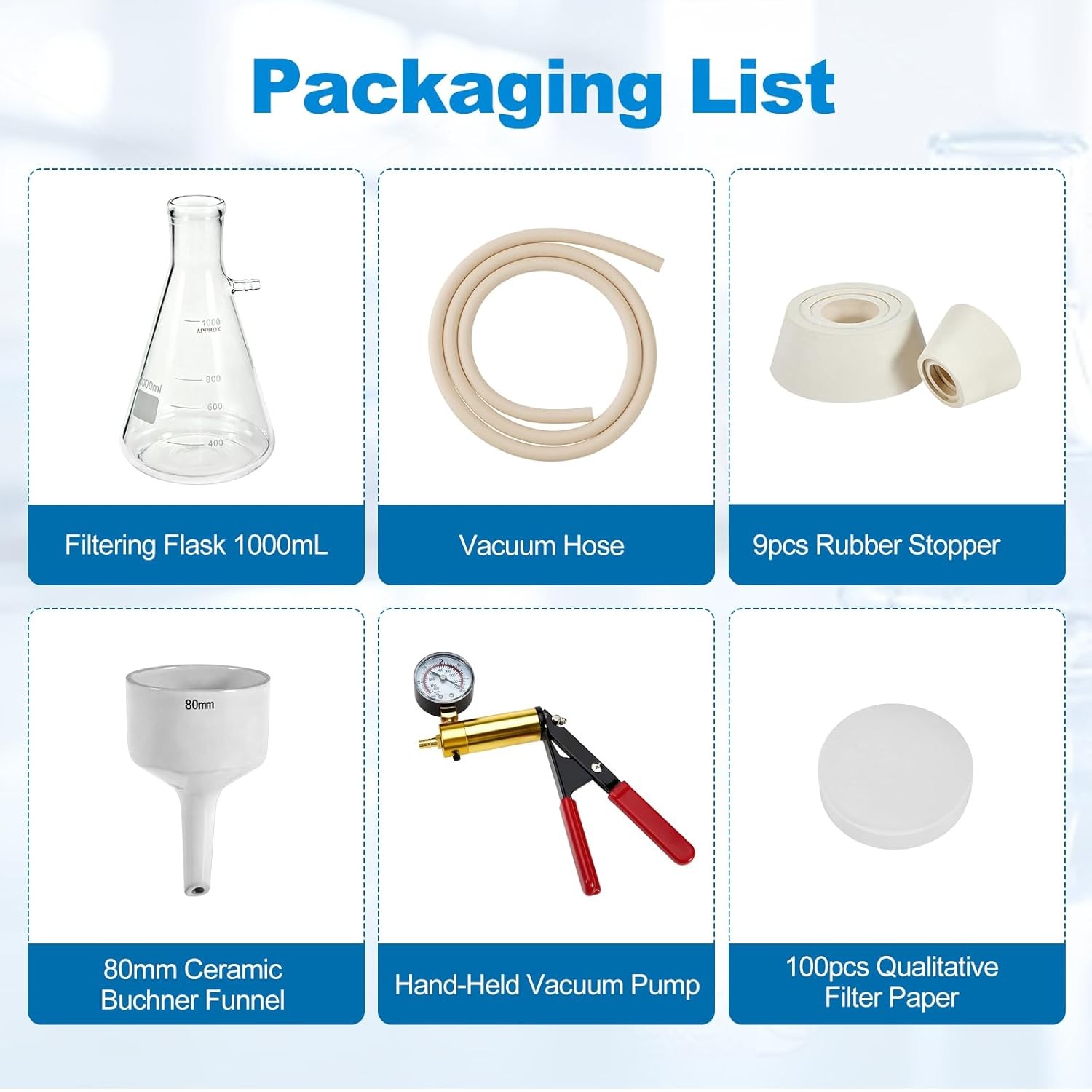 1000ml Lab Buchner Funnel Vacuum Filter Bottle Lab Vacuum Filtering with Pump
