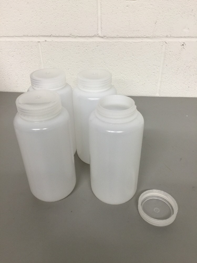 NEW (4) Nalgene Packaging Bottles, 1000ml 32oz, Wide Mouth, HDPE