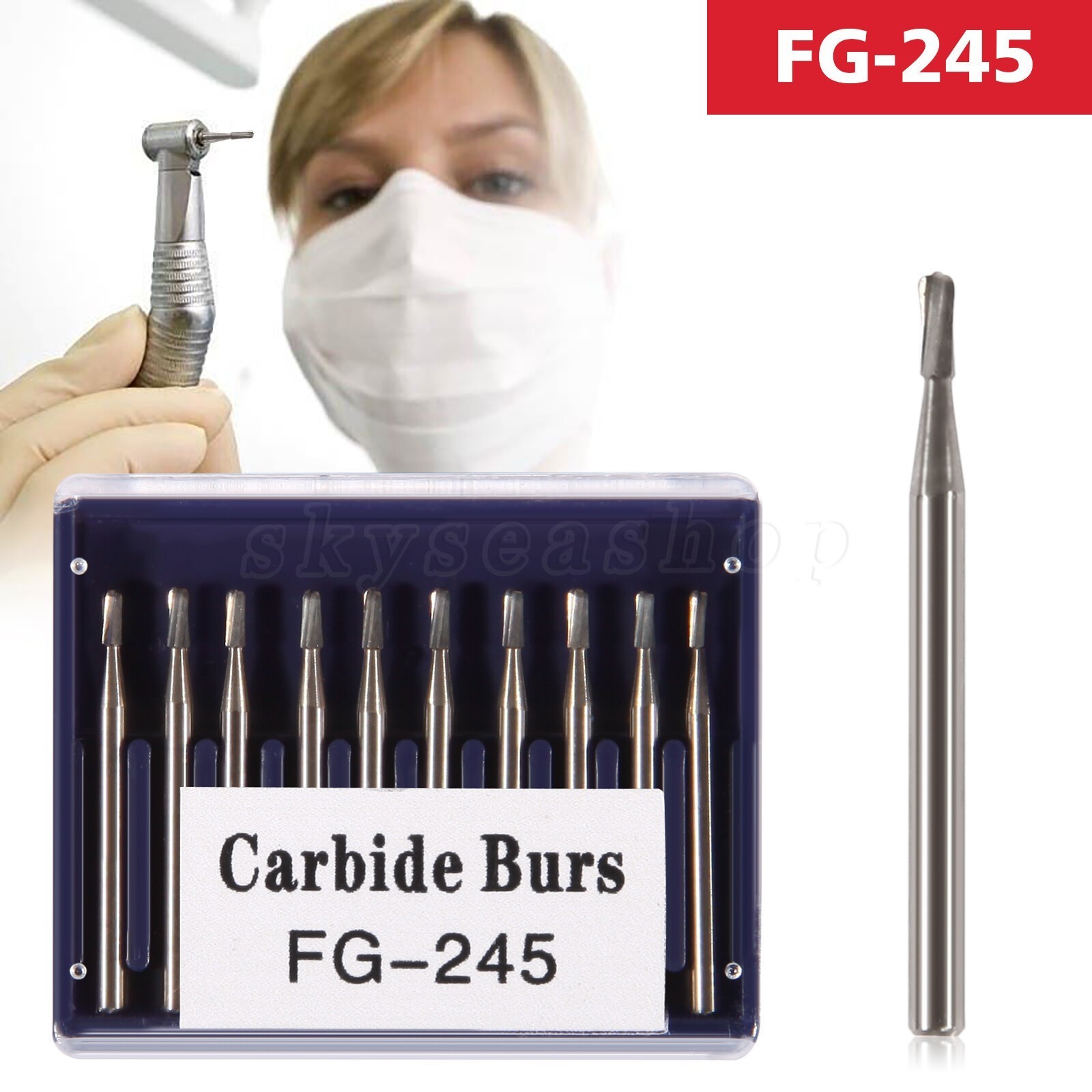Dental Carbide Burs FG 245 Friction Grip Amalgam Prep Tungsten High Speed