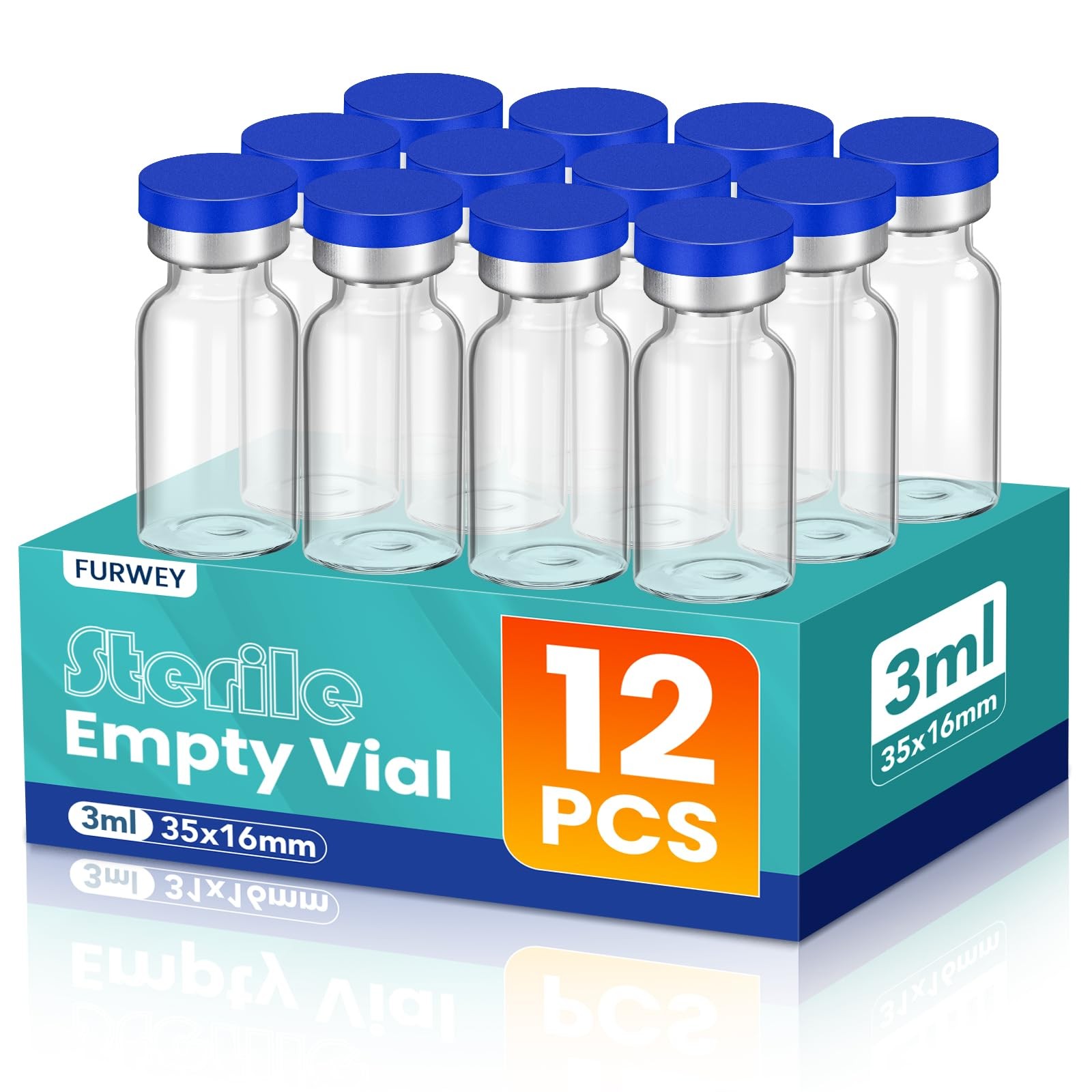 3ml Sterile Vials with Self Healing Injection Port and Sealing Cap, Glass 3ML