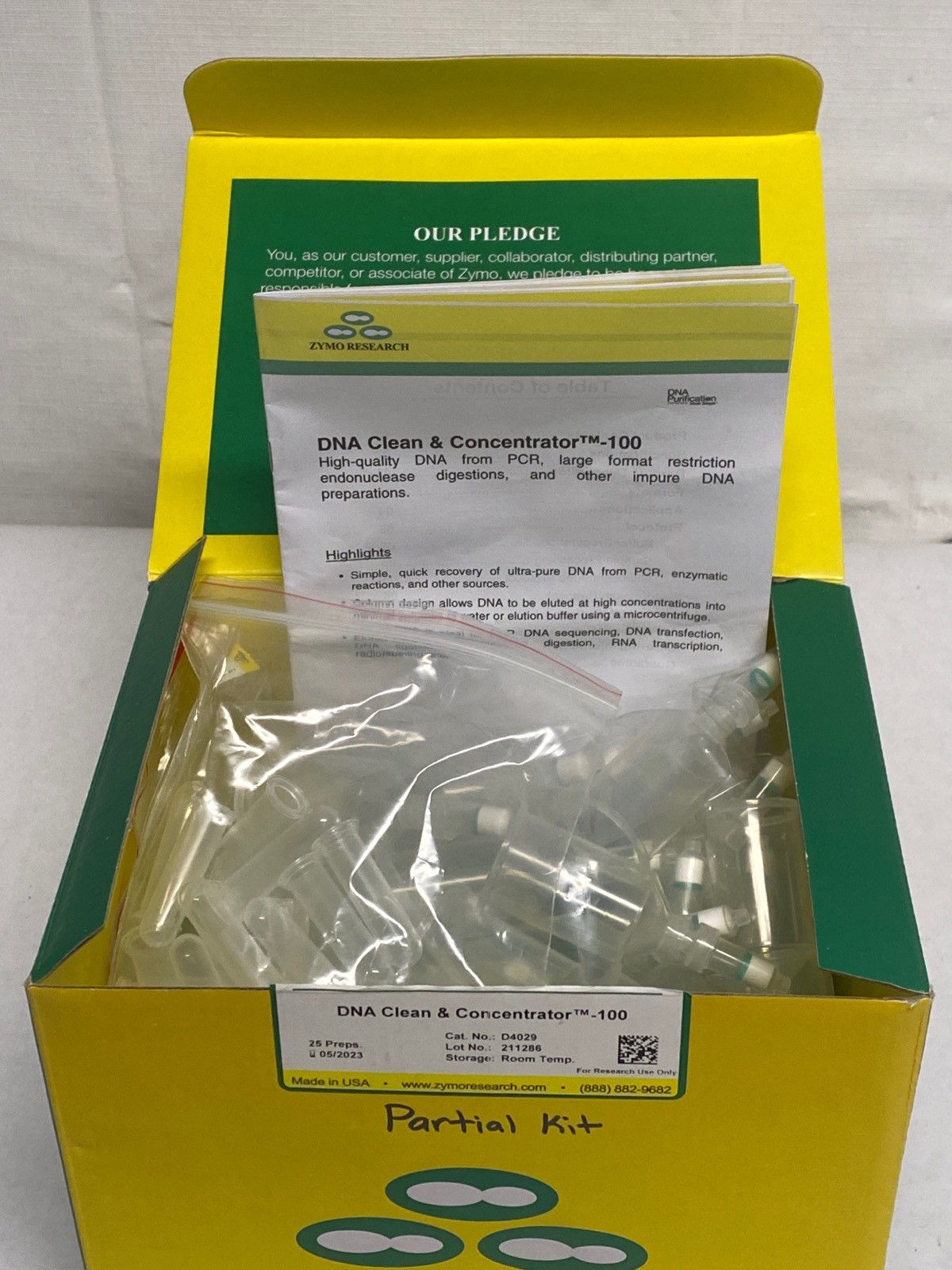 ZYMO DNA Clean & Concentrator 100 – Partial Kit D4029