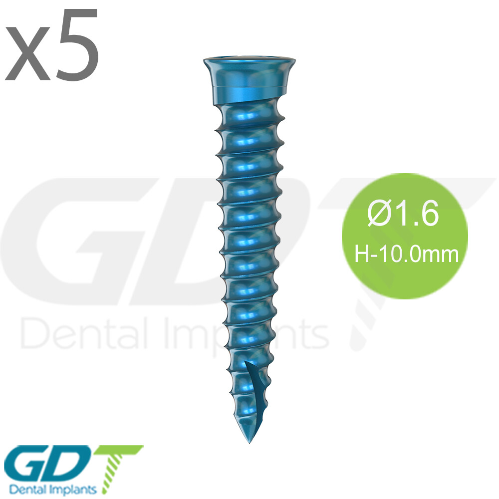 5 Self Drilling GBR Bon Screw Ø1.6mm, 10.0mm Membrane Fixation Dental Im plant