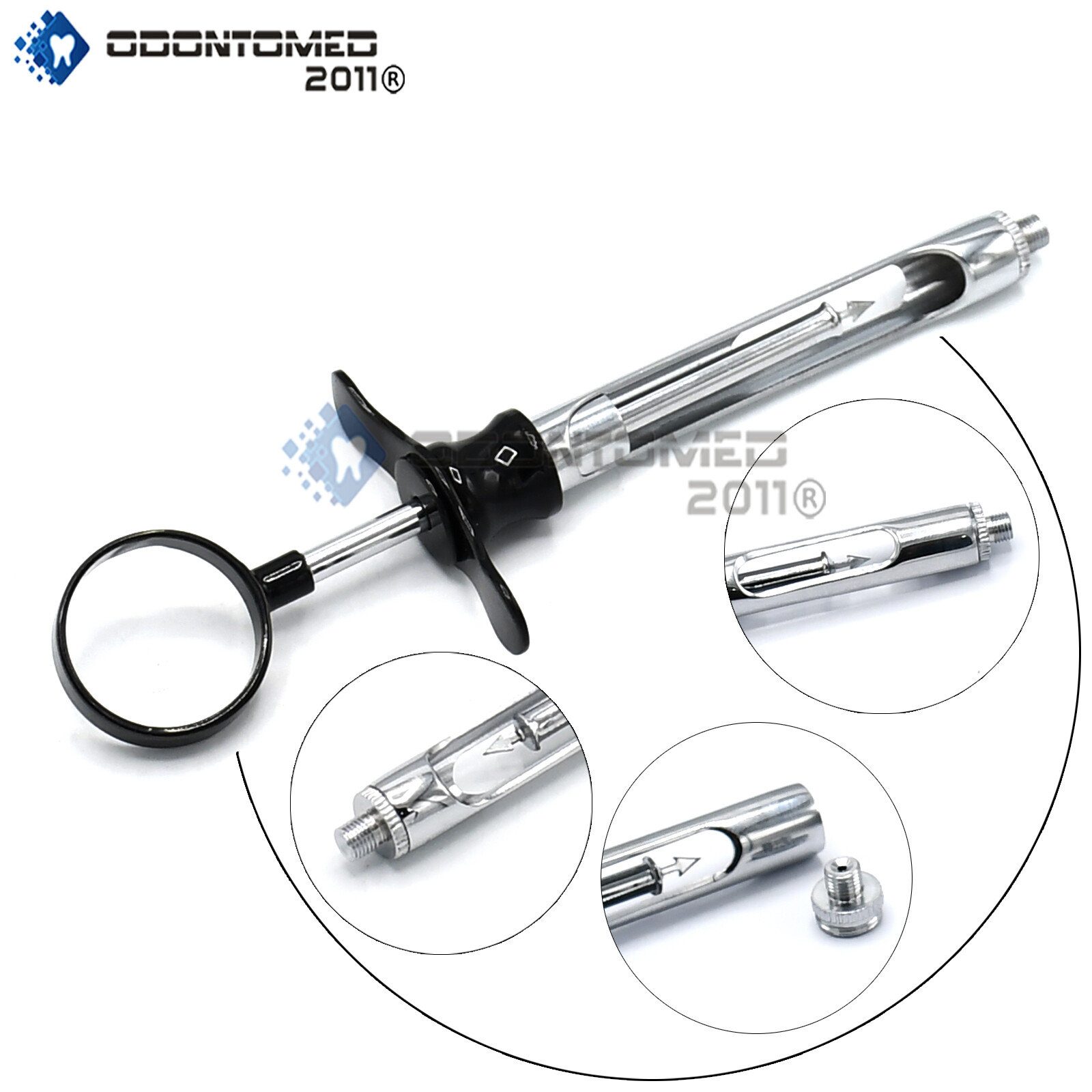 ODM Aspirating Syringe CW Type 1.8mL Black Color Handle Dental Instruments