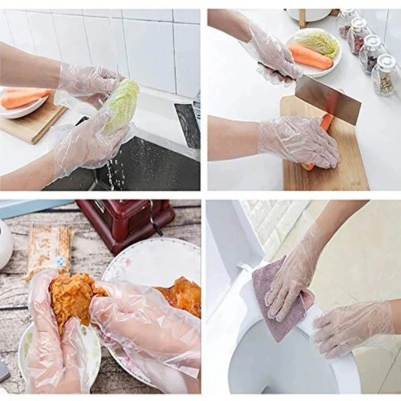 Clear Disposable Gloves Transparent Plastic Gloves Latex Free Food Prep Safe Glo