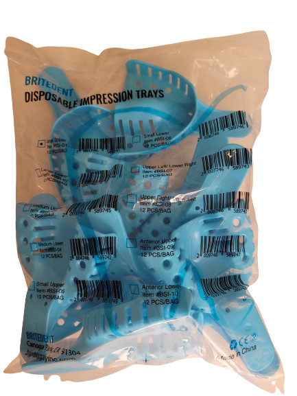 Disposable Perforated Dental Impression Trays. All Sizes available (12 pcs/bag)